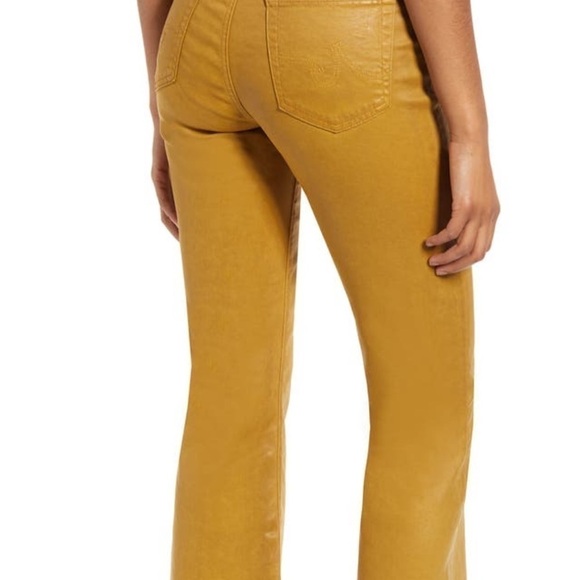 AG the quinne coated high waisted crop flare jean mustard yellow size 31 - Picture 2 of 13